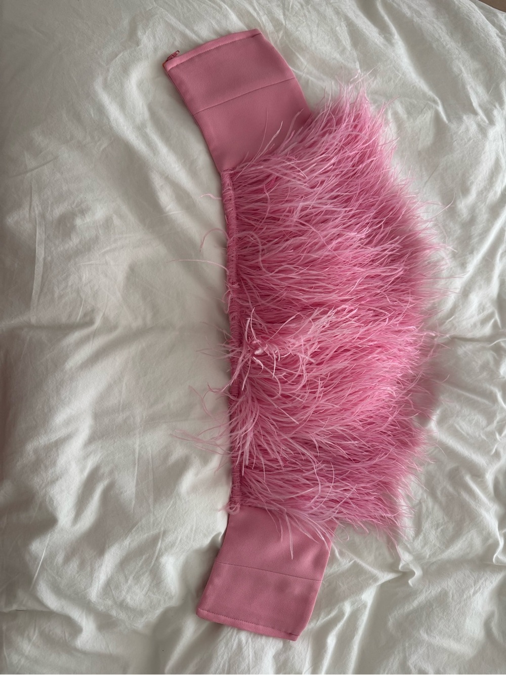 Pink Feathered Crop Top - Women's Statement Crop